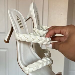 Women's White Braided Heels